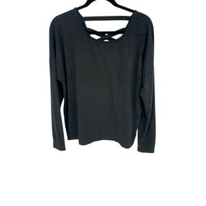 Athleta Made USA CYA Cross Back Super‎ soft Modal Sweatshirt Black